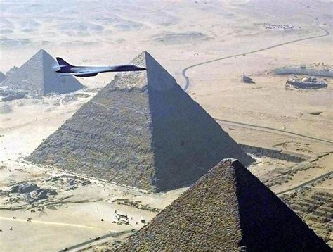 Egypt, 1999: An aerial view of the Great Pyramids of Giza and a United ...