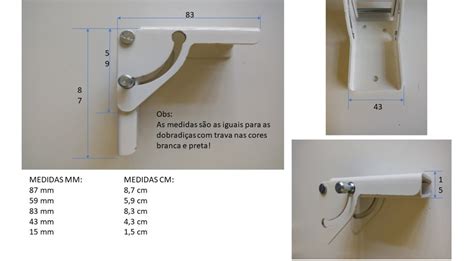 Dobradiça 90 Graus Trava P Mesa kit 4 Unid Branca Frete grátis