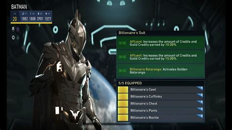 Injustice Batman Billionaire S Suit Epic Gear Set Full Loadout