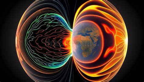 Magnetic Field Shielding The Earth Made With Generative AI Stock