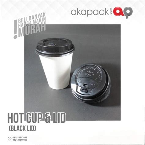 Hot Cup Papper Cup Oz Lid Black Putih Akapack