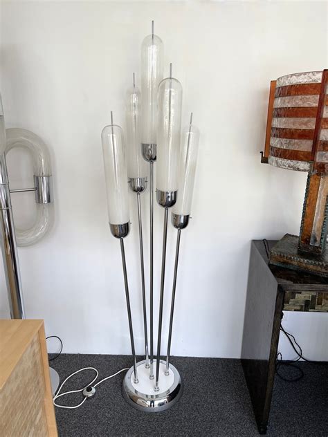 Lampadaire Mid Century En Verre De Murano Et M Tal Italie S En