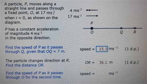 Solved A Particle P Moves Along A Straight Line And Passes Through