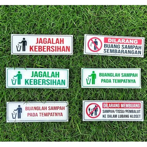 Jual Cod Akrilik Stiker Petunjuk Stiker Peringatan Dilarang Buang