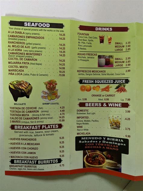 Menu At El Parian Taqueria Restaurant North Highlands Watt Ave