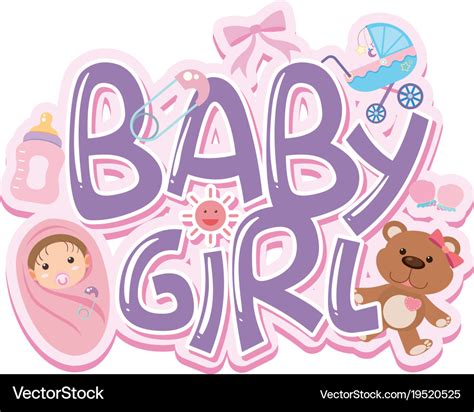 Font Design For Words Baby Girl Royalty Free Vector Image