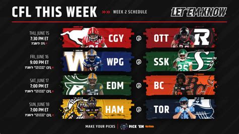 CFL Schedule Games On TV Today Calgary Stampeders Vs Ottawa REDBLACKS