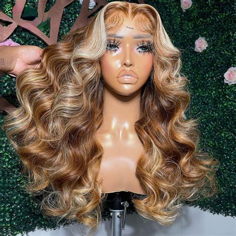 Brazilian Highlight Wig Human Hair Body Wave 13x4 Hd Lace Frontal Wigs For Women Honey Blonde