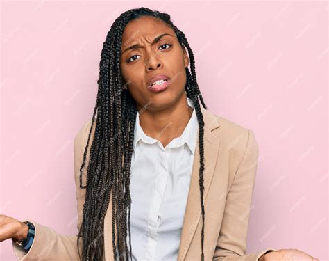 Premium Photo African American Woman Wearing Business Jacket Clueless And Confused With Open