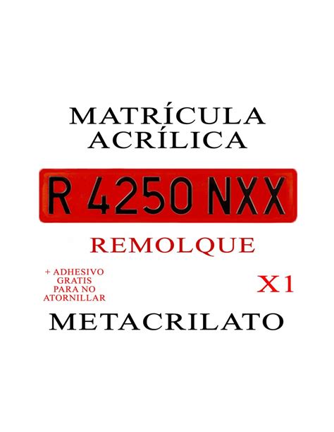 Matricula Metacrilato Remolque Roja Envios H