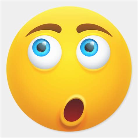 Surprised Yellow Emoji Classic Round Sticker Zazzle