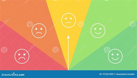 Vector Mood Feedback Meter With Selection By Rotation Arrow Face With