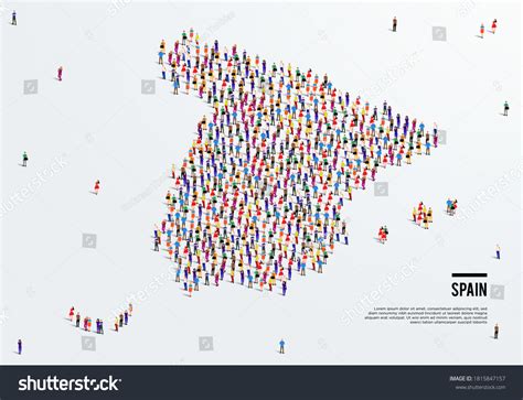 Spain Map Large Group People Form Stock Vector (Royalty Free ...