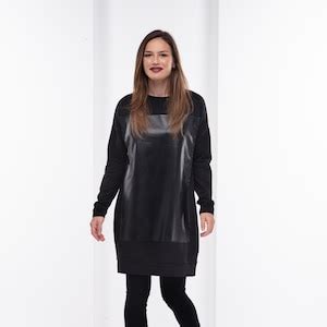 Black Goth Sweater Dress Plus Size Tunic Dress Futuristic Dress Edgy