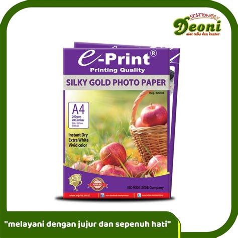 Jual E PRINT A4 Silky Gold Photo Paper Kertas Foto 260gsm Shopee