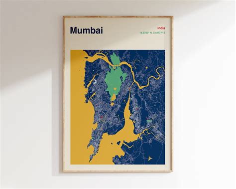 Mumbai India Map Print, Mumbai City Map Print, Colour Map of Mumbai ...