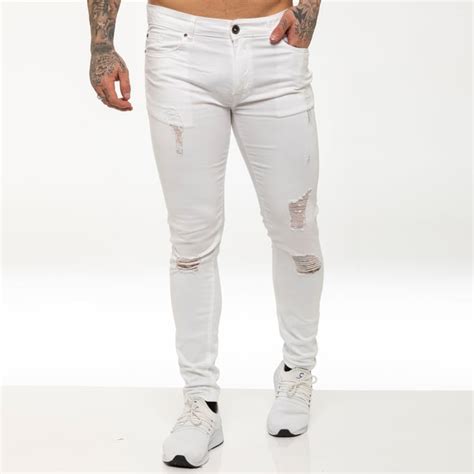 Enzo Mens Skinny Ripped Jeans