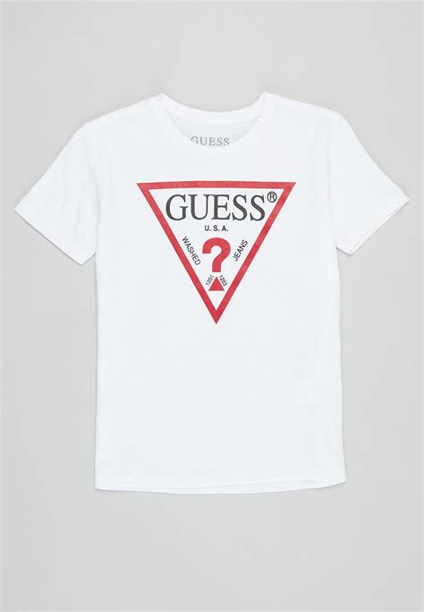 Short Sleeve Guess Core Triangle Crew Tee True White Guess Tops