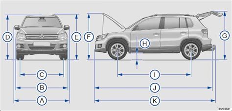 Volkswagen Tiguan Betriebsanleitung Abmessungen Technische Daten