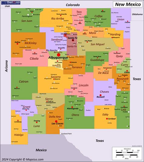 Map of New Mexico State, USA - Mapsius.com
