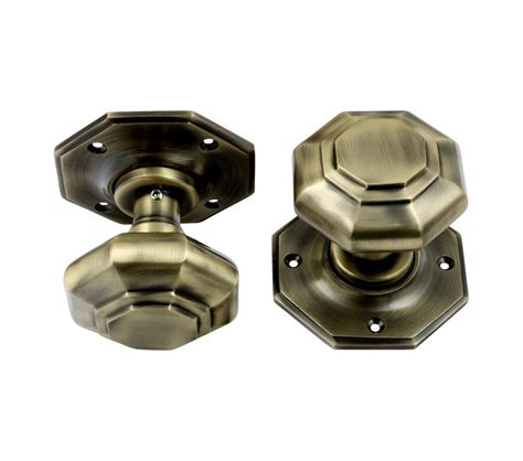 Prima Xl2004 Octagonal Mortice Door Knobs Large Antique Brass