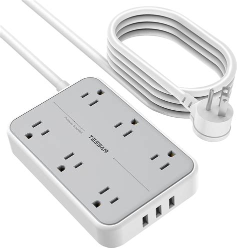 TESSAN Multicontacto Pared USB Regleta de Alimentación Extension