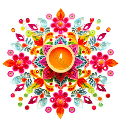 Colorful Rangoli Happy Diwali Diya Festival Holiday Png Png Images