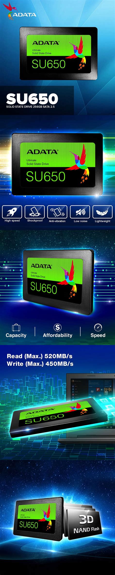 Adata SU650 Solid State Drive 256GB SATA 2.5 – EasyPC
