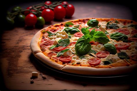 Premium Photo Close Up Pizza Margherita With Mozarella And Fresh Basil