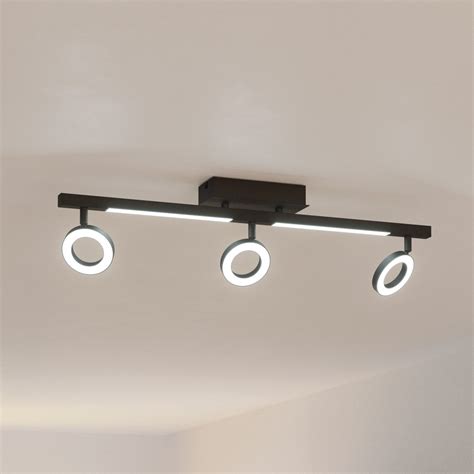 Spot Plafond LED Cardillio 2 Noir Trois Anneaux Luminaire Fr