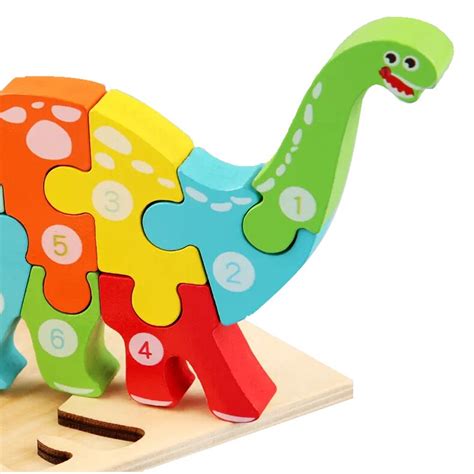 Puzzle 3D Din Lemn Model DINOZAUR 21x10 Cm 3ani EMAG Ro