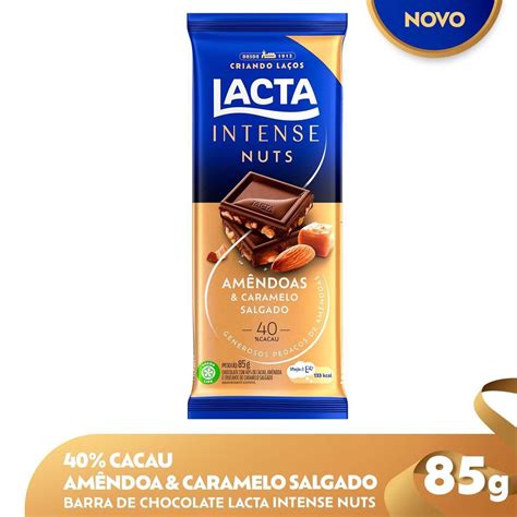 Chocolate 40 Cacau Amêndoas e Caramelo Salgado Lacta Intense Nuts