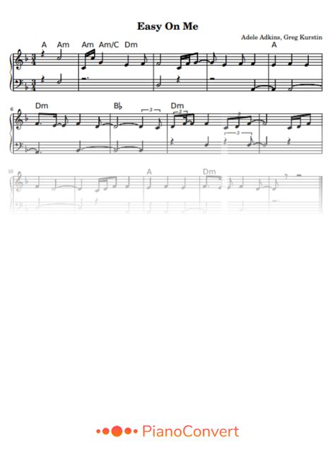 Easy On Me - Easy Piano Sheet Music in PDF - La Touche Musicale