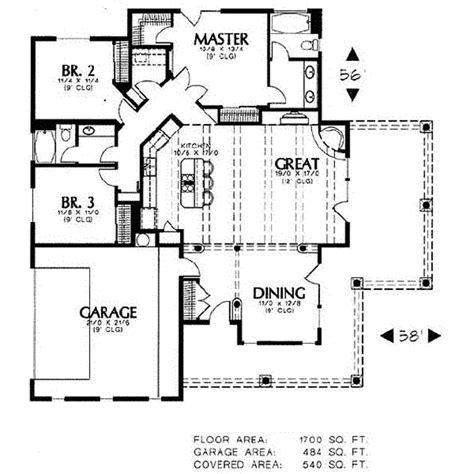 Adobe Southwestern Style House Plan 3 Beds 2 Baths 1700 Sqft Plan