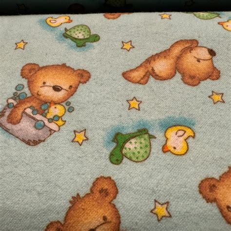 Ae Nathan Comfy Baby Flannel Fabric By The Yard Teddy Bears And Rubber