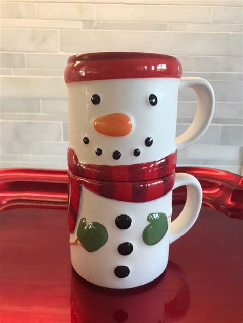 Hallmark Snowman Mugs Set Of 2 On Mercari Snowman Mugs Mugs