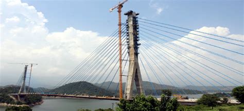 A cable stay bridge over river Ravi at Basohli nearing completion.