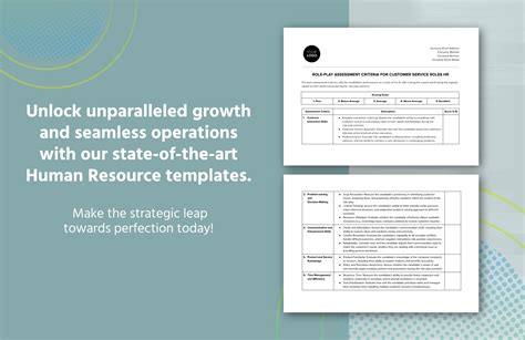 Role Play Assessment Criteria For Customer Service Roles HR Template In