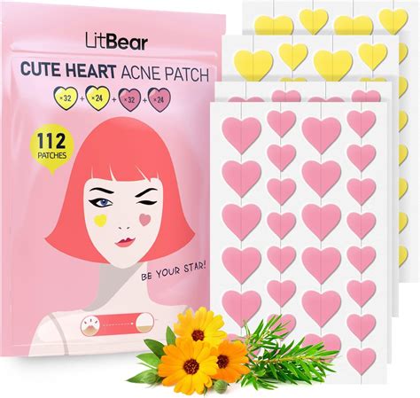 Litbear Acne Patch Pimple Patch Pink And Yellow Heart Shaped Acne Absorbing Cover