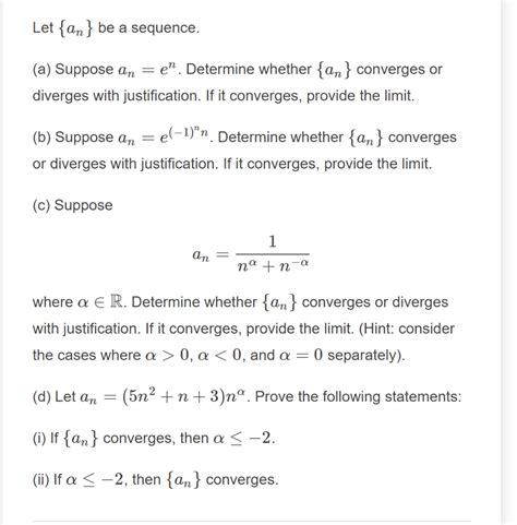 Solved Let An Be A Sequence A Suppose An E Chegg