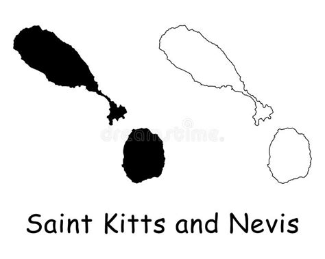 Saint Kitts And Nevis Country Map Black Silhouette And Outline