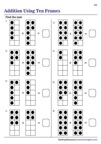 Addition Using Ten Frames Worksheets Worksheets Library