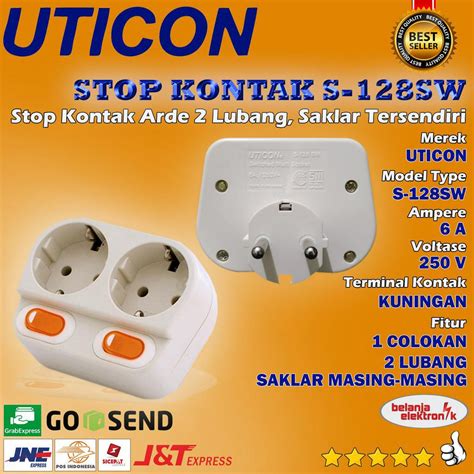 Jual STOP KONTAK ARDE 2 LUBANG STEKER SAKLAR TERSENDIRI UTICON S 128