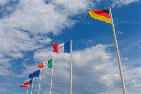 Various Flags Waving In The Wind Stock Photo At Vecteezy