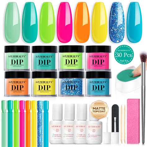 Amazon AZUREBEAUTY Dip Nails Powder Starter Kit Hot Pink Neon