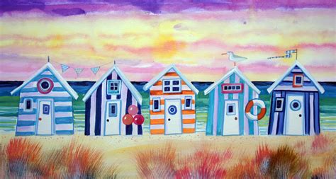 Evening Beach Huts Painting By Julia Rigby Artfinder