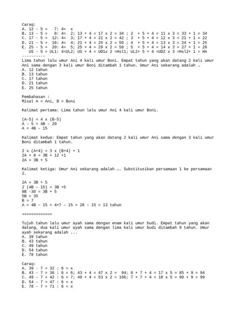 Soal Perbandingan Umur Pdf