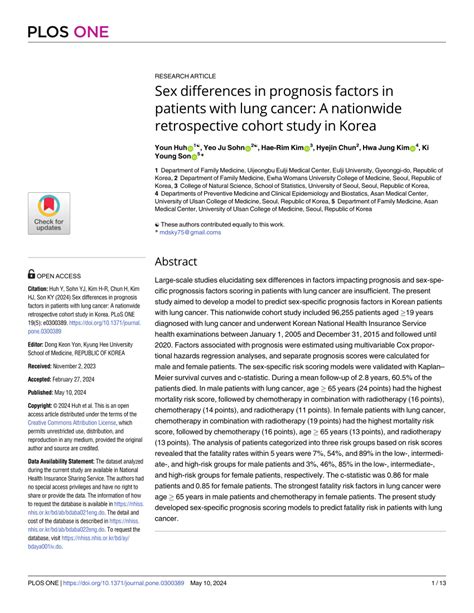 PDF Sex Differences In Prognosis Factors In Patients With Lung Cancer