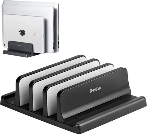 Ryvlan Vertical Laptop Stand, Adjustable 3 Slot Laptop Storage with ...