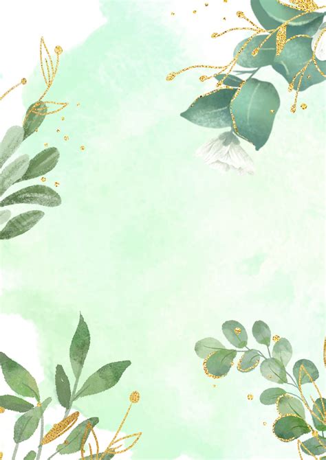 Watercolor Of A Green Plant Page Border Background Word Template And